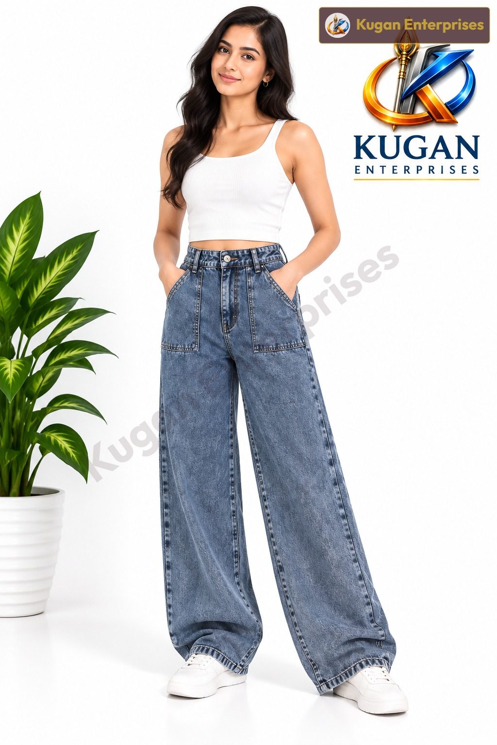 Women’s Casual Baggy Jeans – Classic Blue Denim