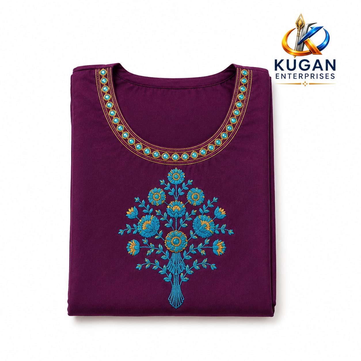 Elegant Plum Silk Embroidered Gown for Women