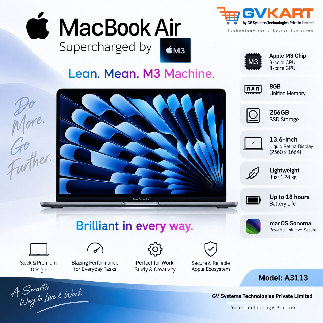 MacBook Air 13-inch M3 8GB 256GB - A3113
