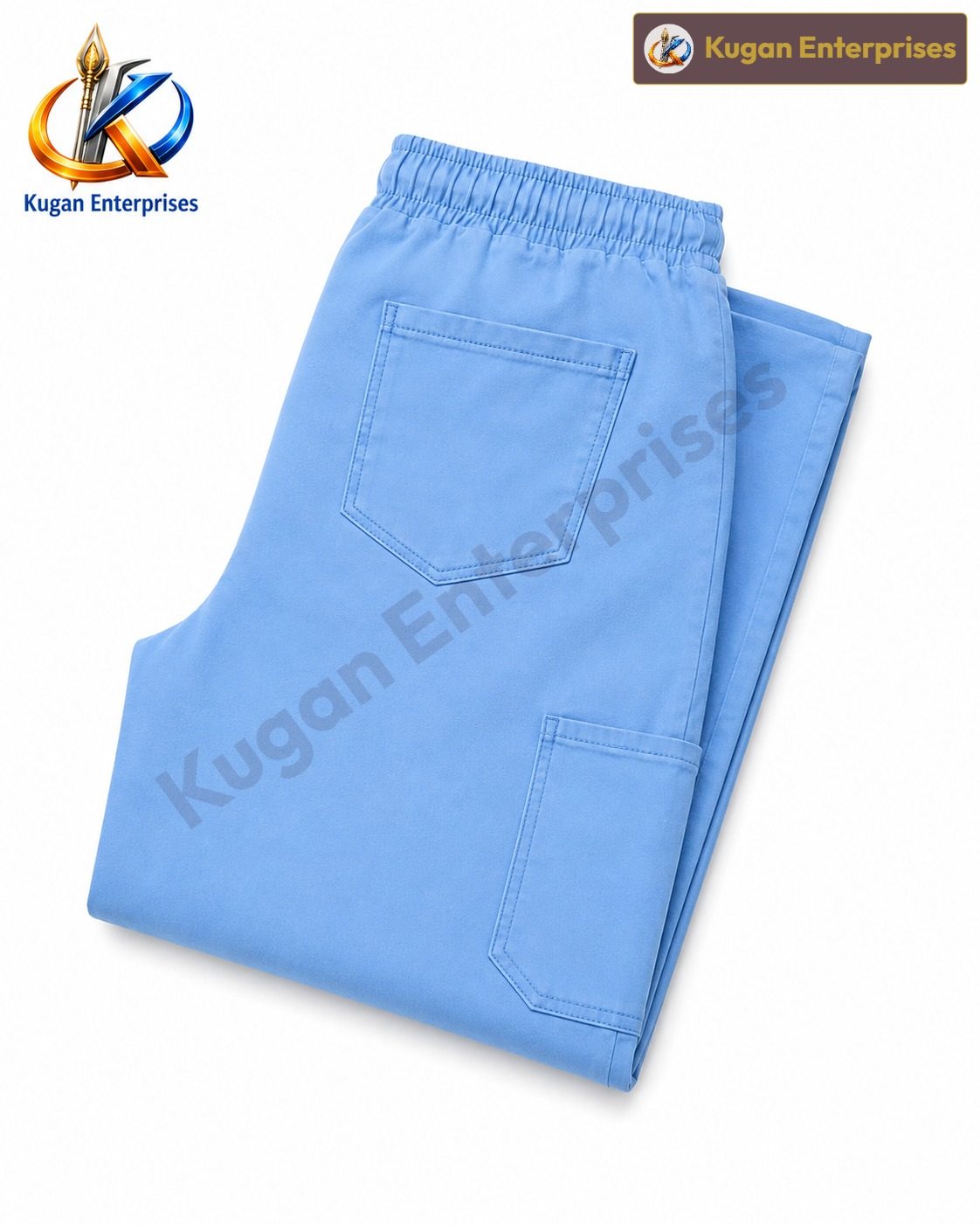 Women’s Sky Blue Cargo Baggy Pant with Elastic Waist & Utility Pockets