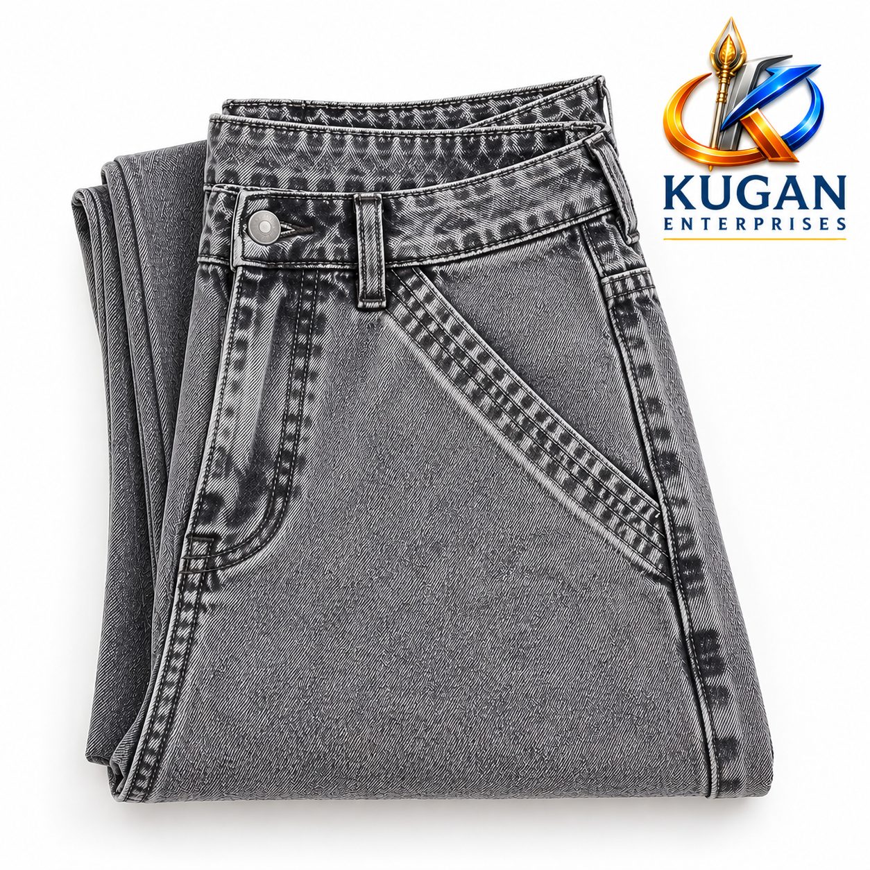 Women’s Grey Washed Baggy Cotton Denim Pants
