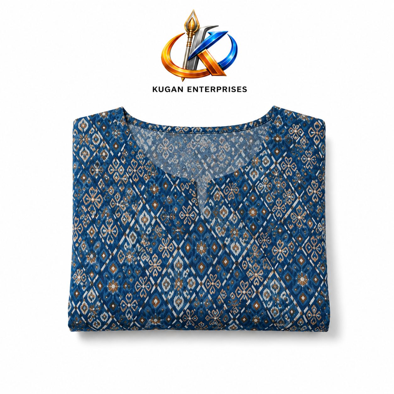 Indigo Lattice Frilled Umbrella Dress