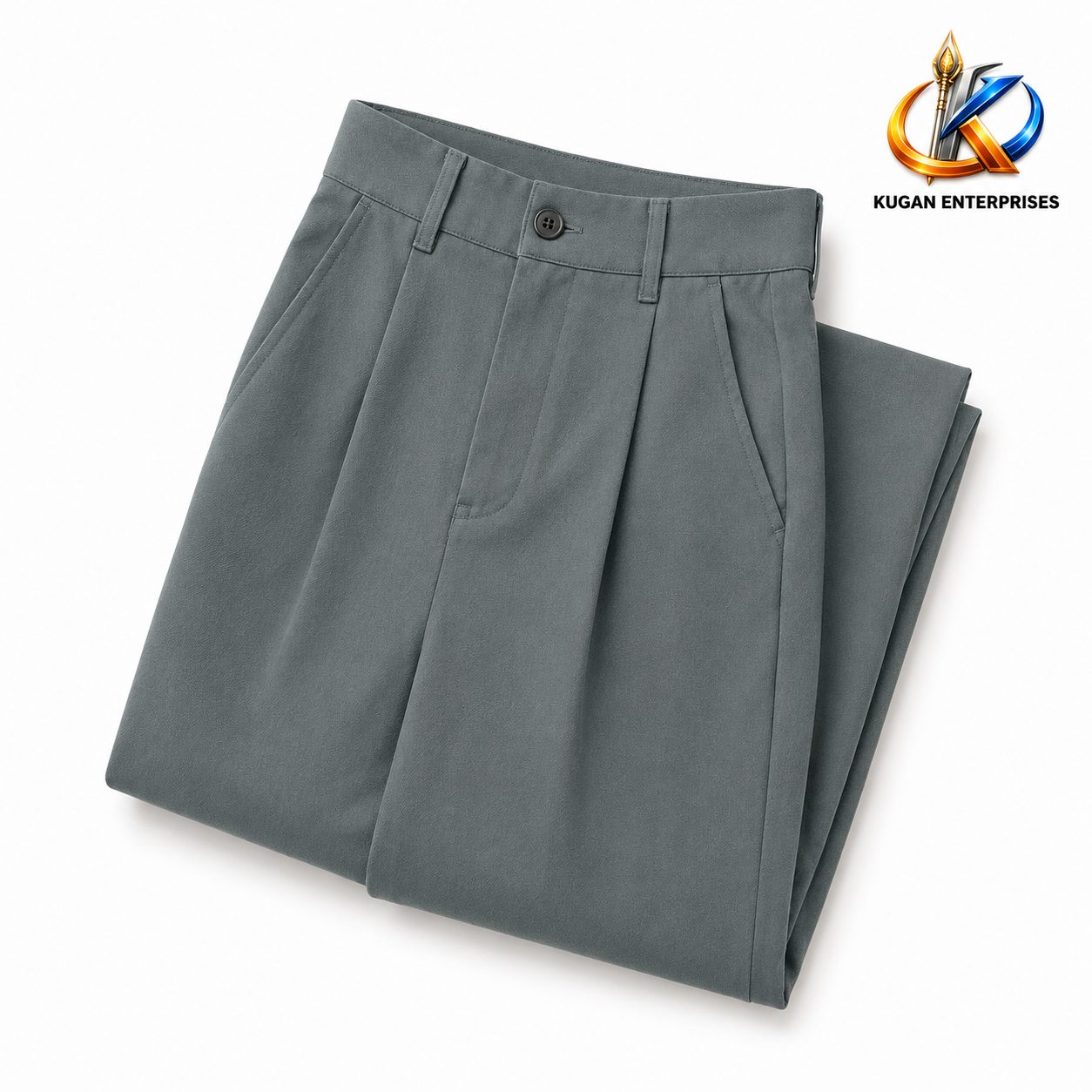 Blueish-Green Korean Wide-Leg Baggy Pant