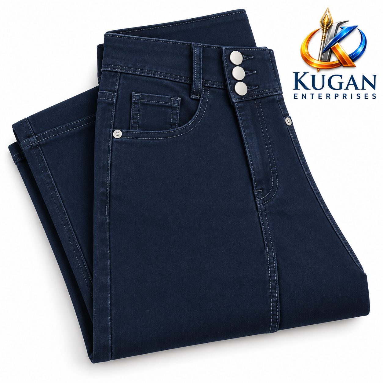 Women’s Dark Blue Lycra 3-Button Ankle-Length Straight Fit Jeans