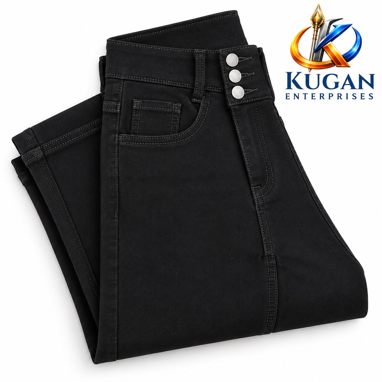 Women’s Black Lycra 3-Button Ankle-Length Straight Fit Jeans