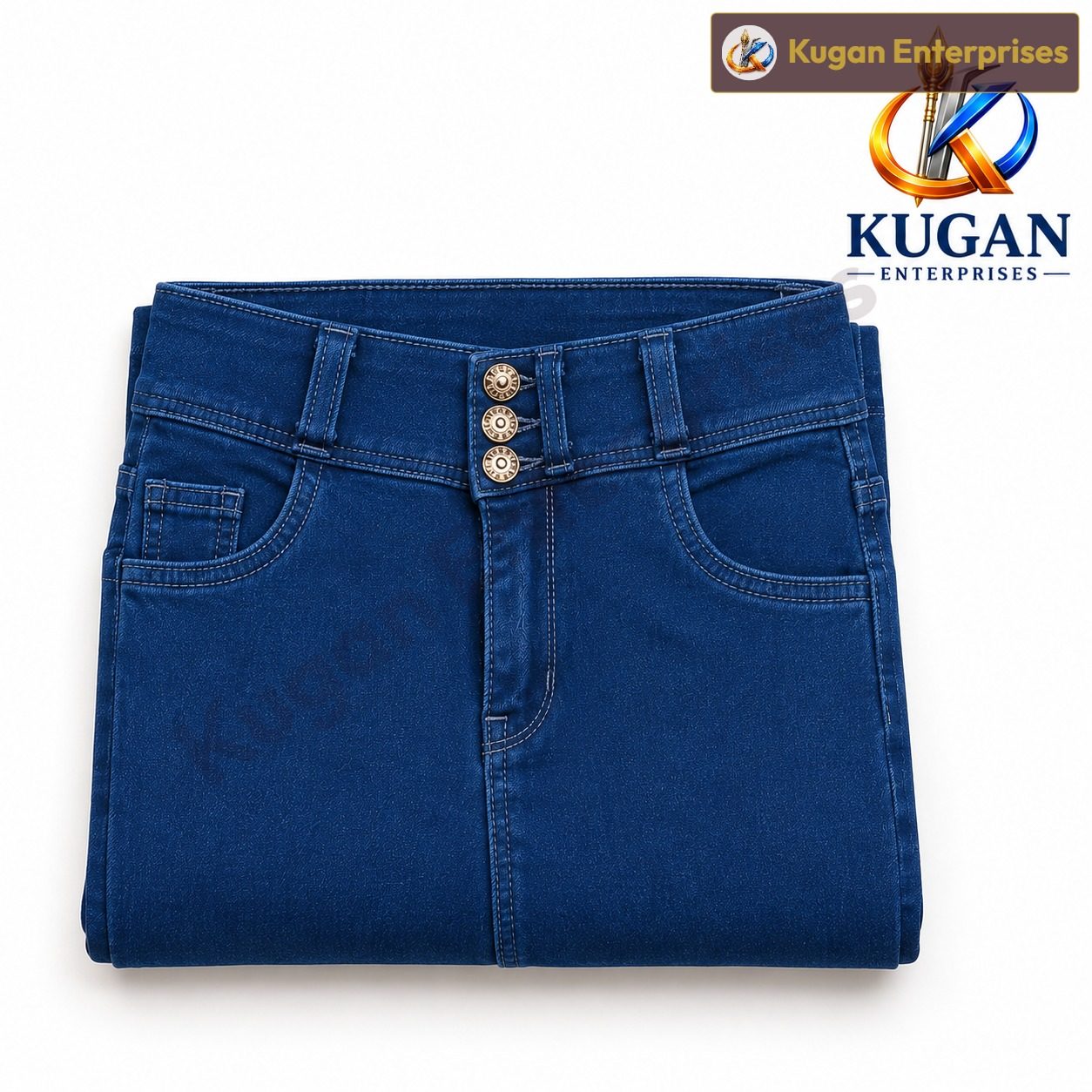 Women’s Blue 3-Button Ankle-Length Stretch Jeans