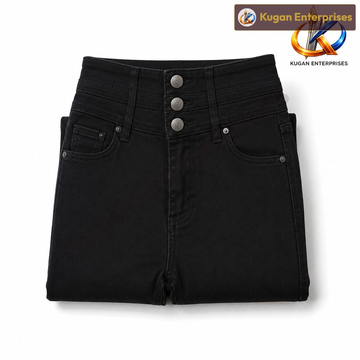 Women’s Black High-Rise Three-Button Ankle-Length Skinny Jeans