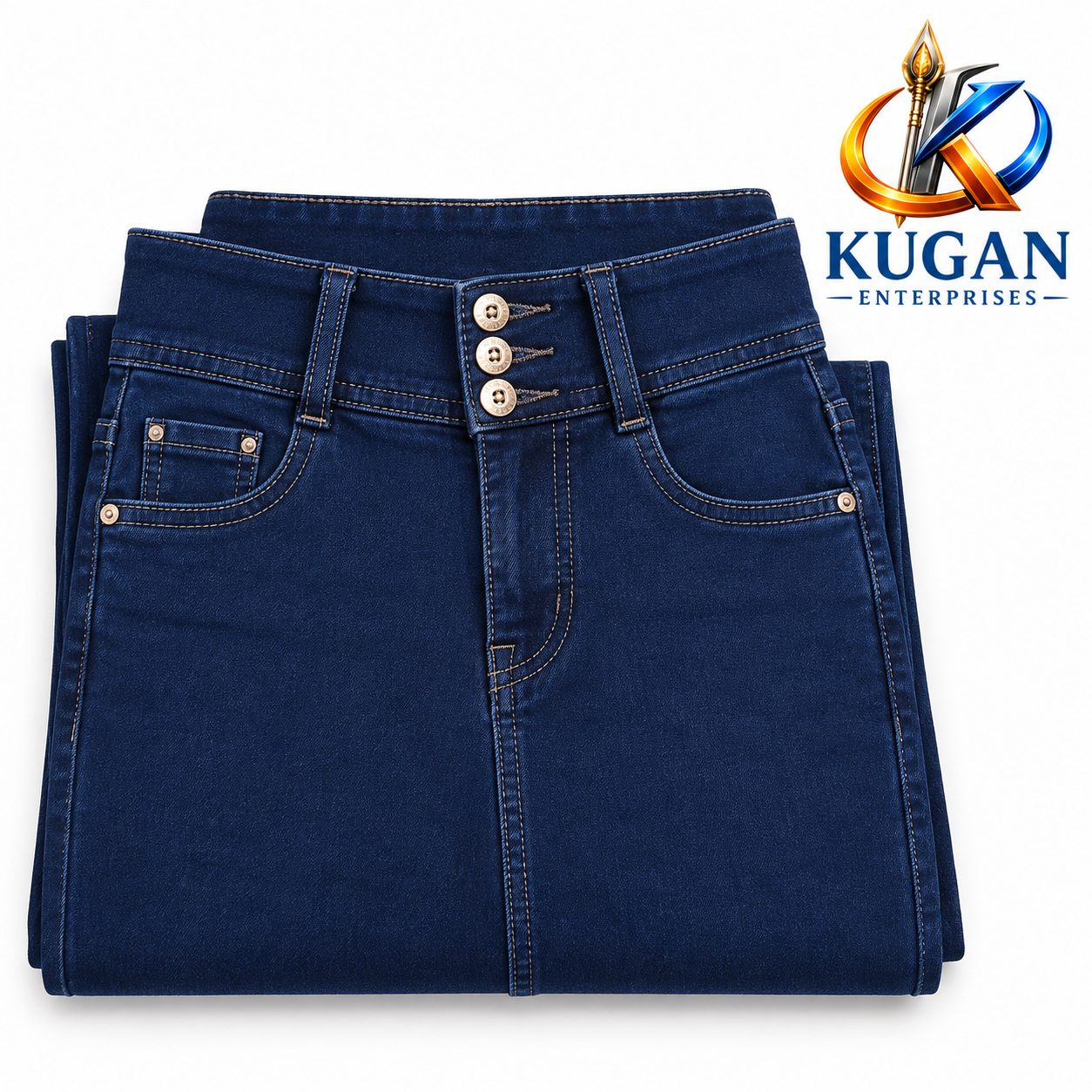 Women’s Dark Blue 3-Button Ankle-Length Jeans