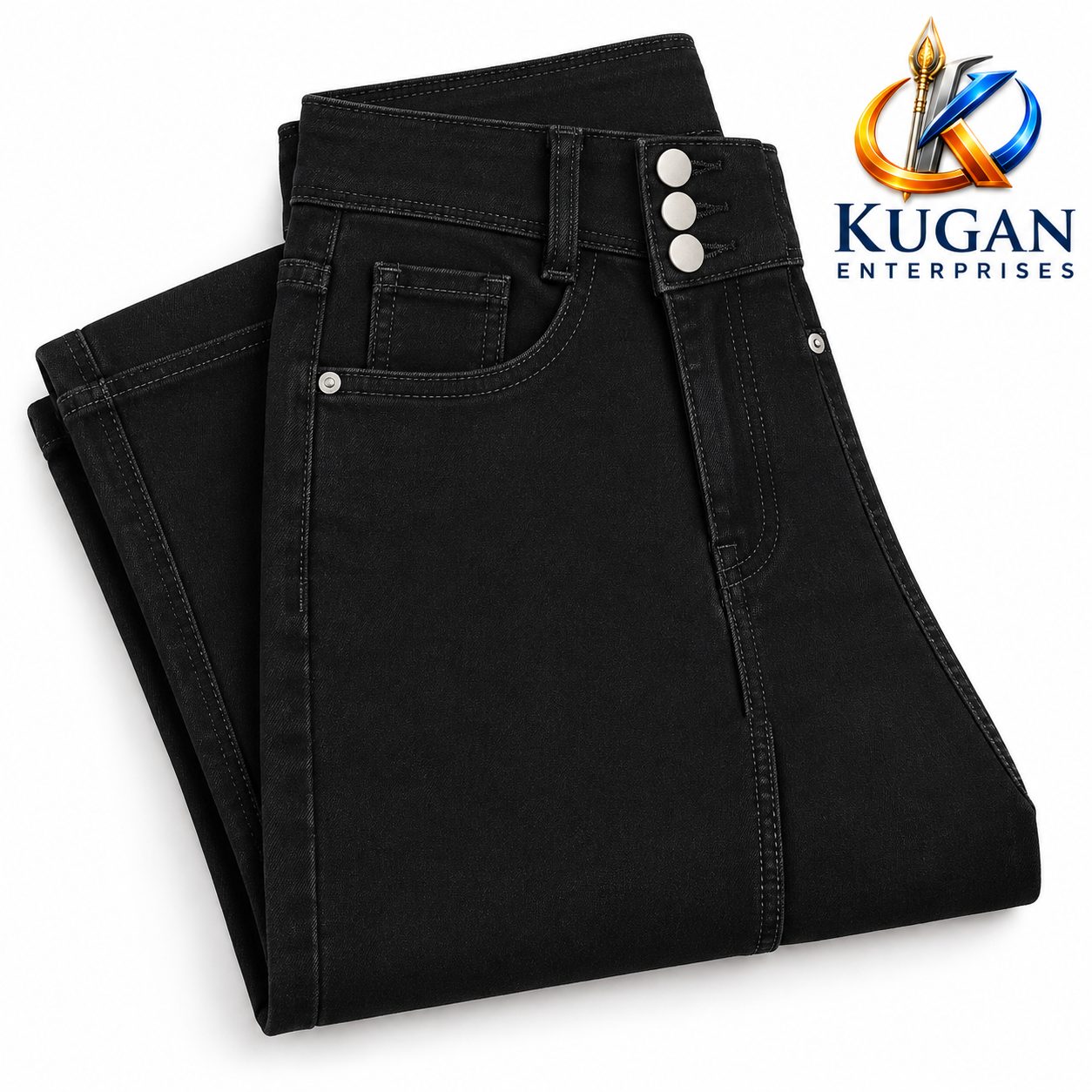 Women’s Black 3-Button Ankle-Length Straight Fit Jeans