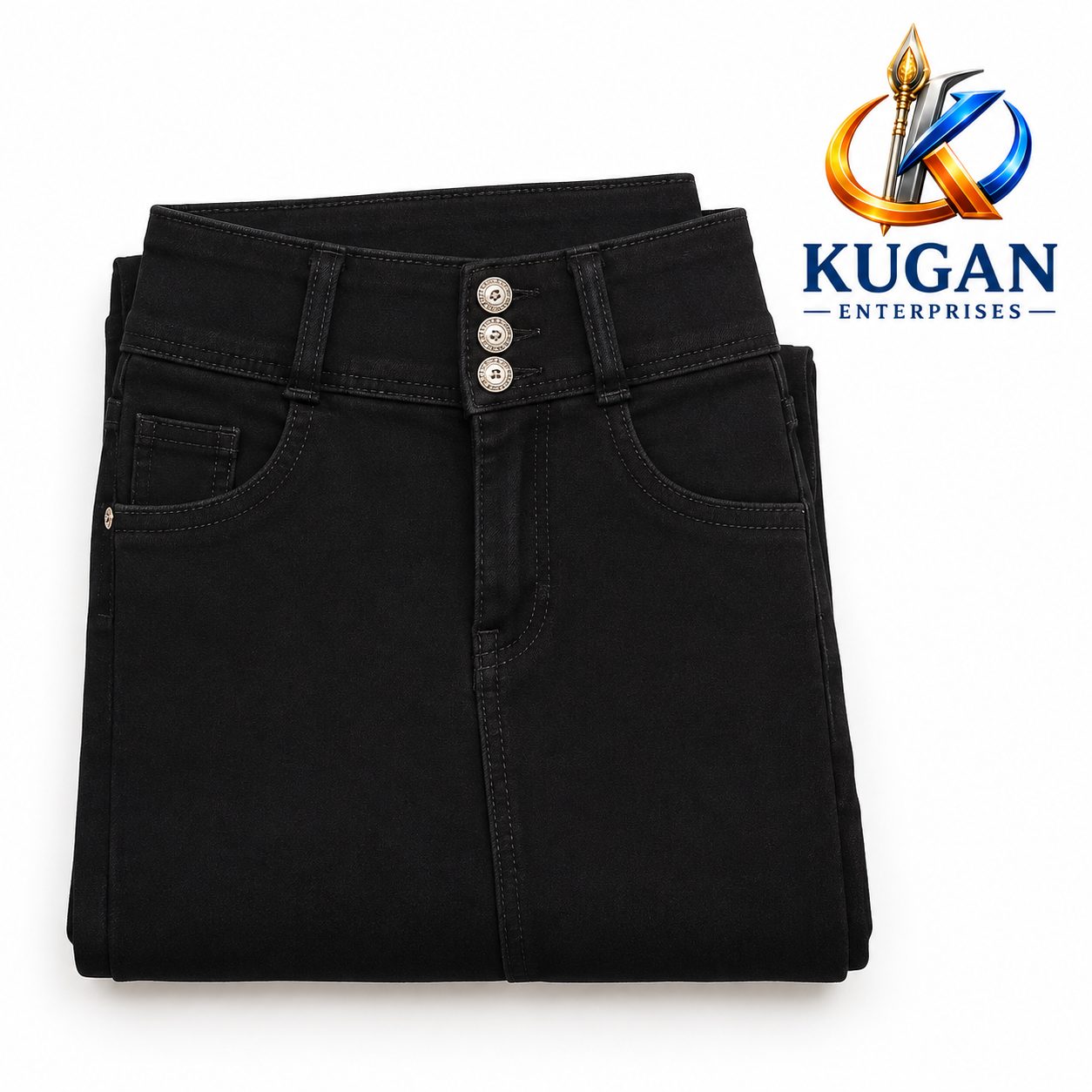 Women’s Black 3-Button Ankle-Length Jeans
