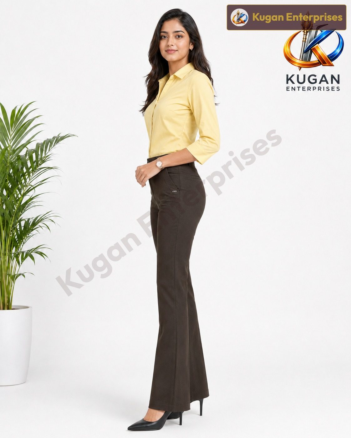 Women’s Dark-Brown High-Waist Barbie Bootcut Formal Pant