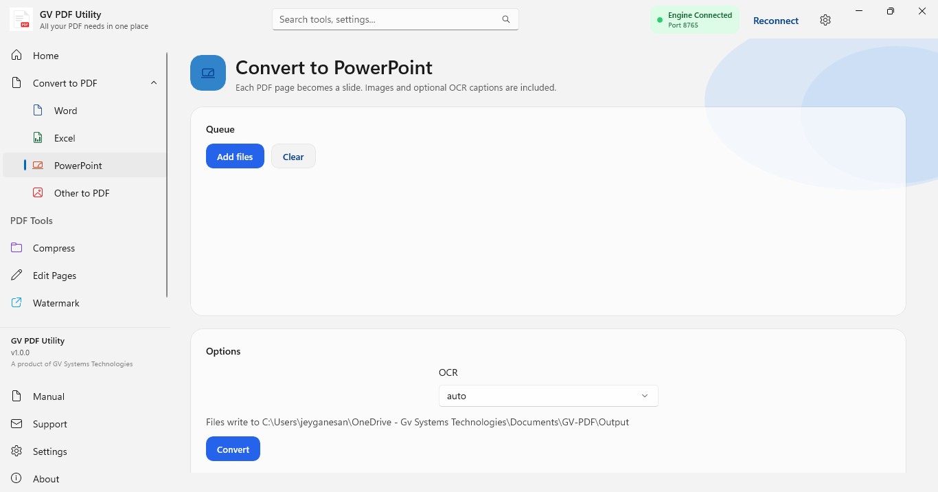 GV PDF Utility – All-in-One Offline PDF Converter, Compressor, Editor & Manager for Windows 10/11