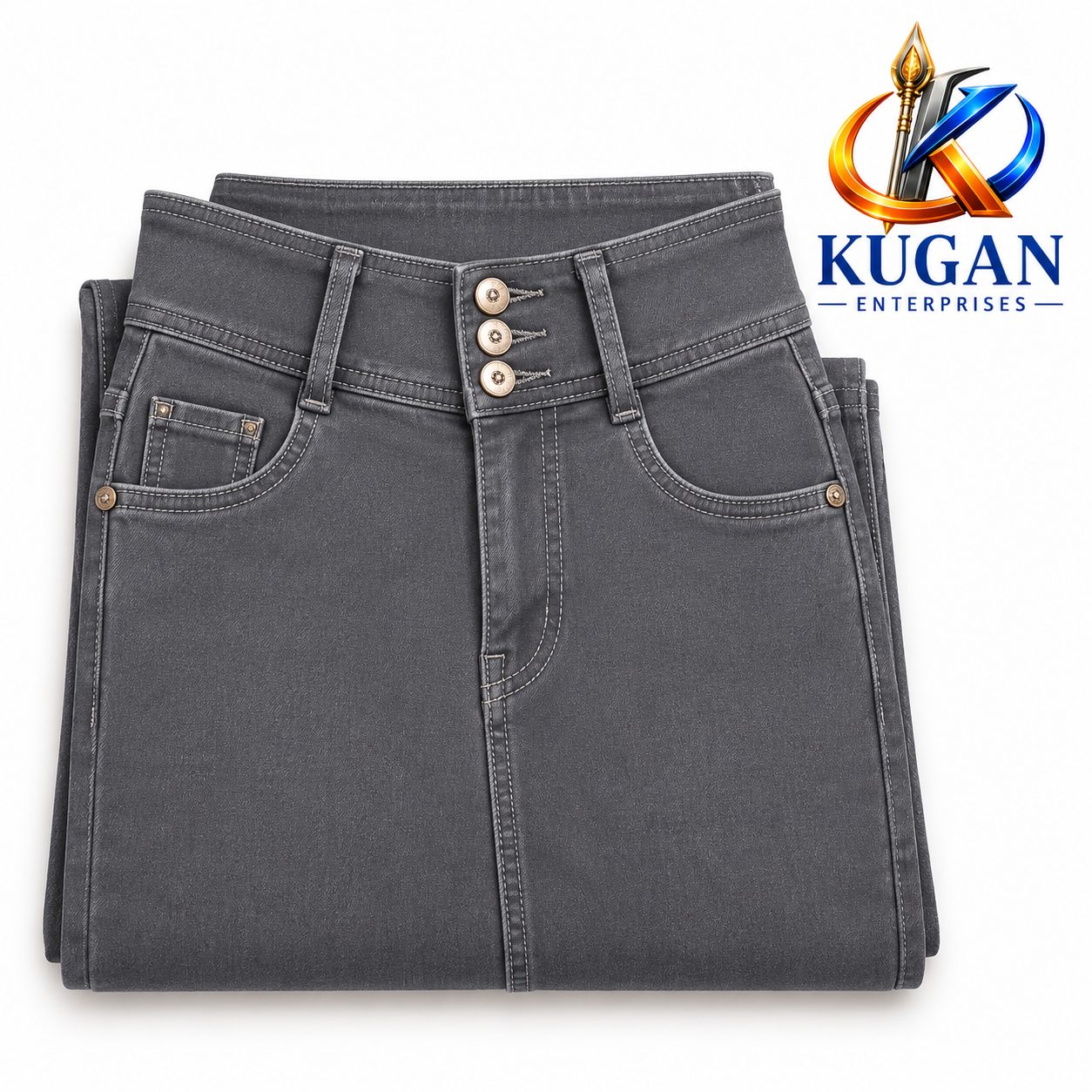 Women’s Grey 3-Button Ankle-Length Jeans