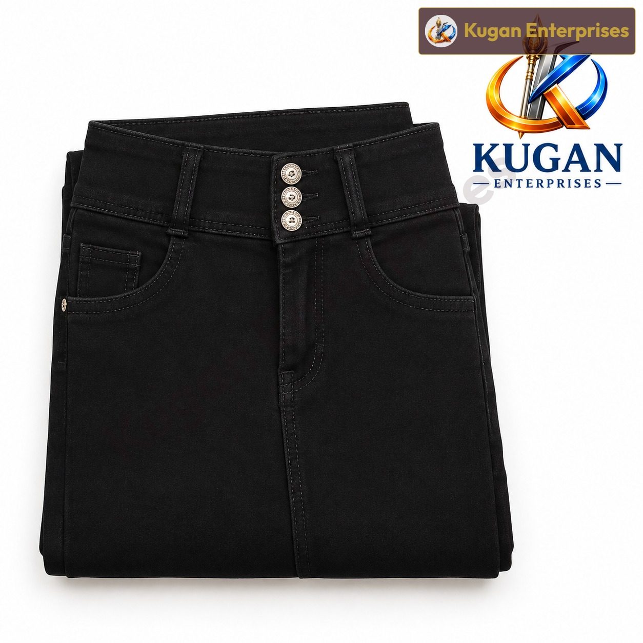 Women’s Black 3-Button Ankle-Length Jeans