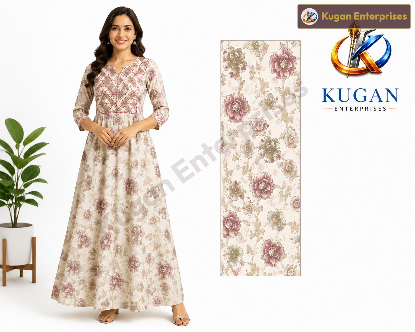Elegant Floral Embroidered Anarkali Gown for Women
