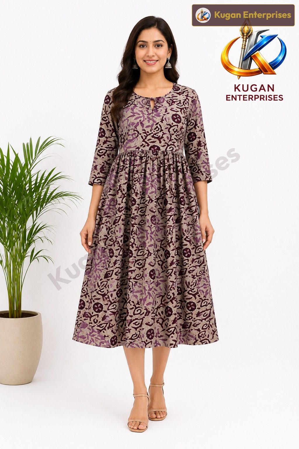 Maroon Mist Frilled Umbrella Dress