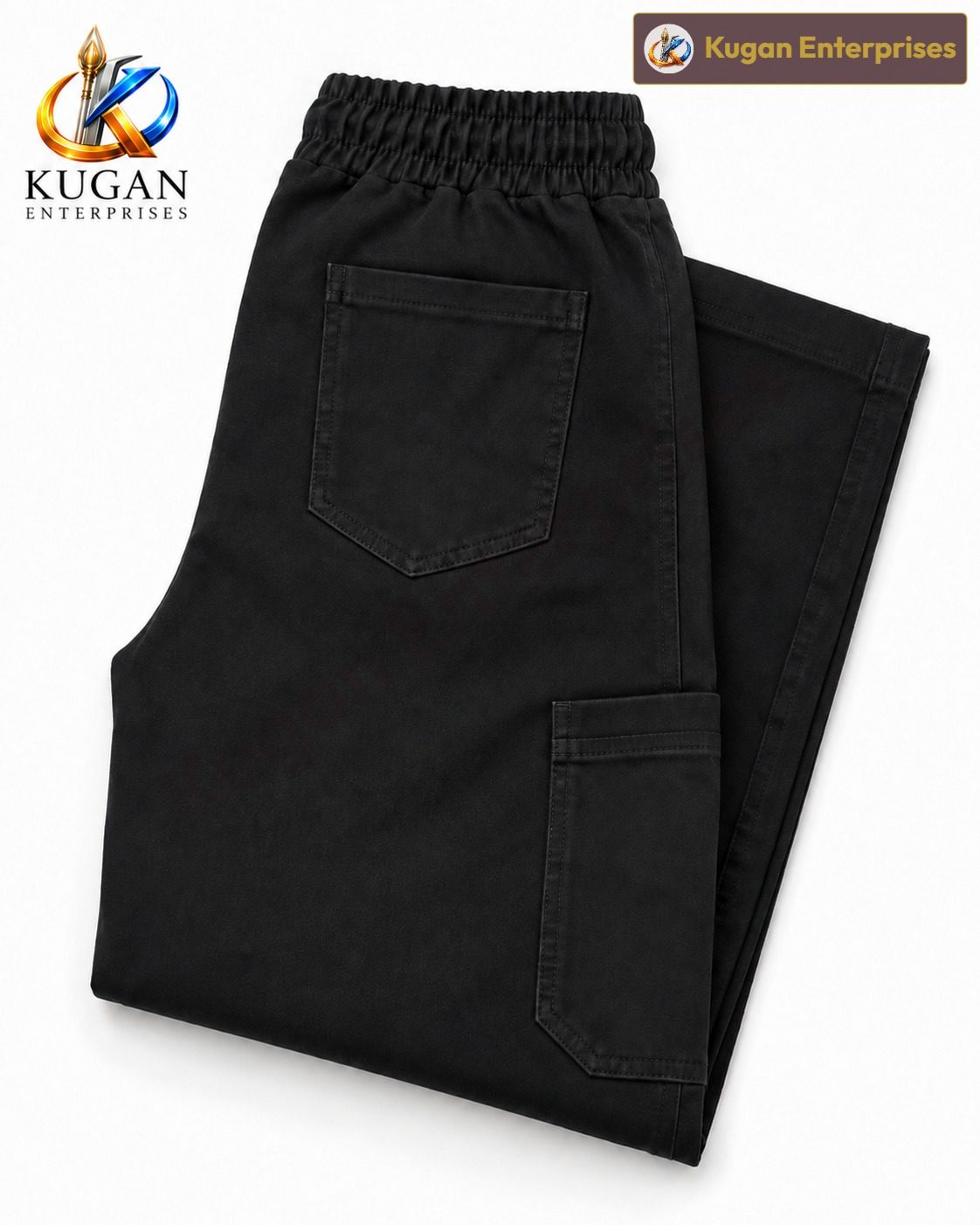 Women’s Black Cargo Baggy Pant with Elastic Waist & Utility Pockets