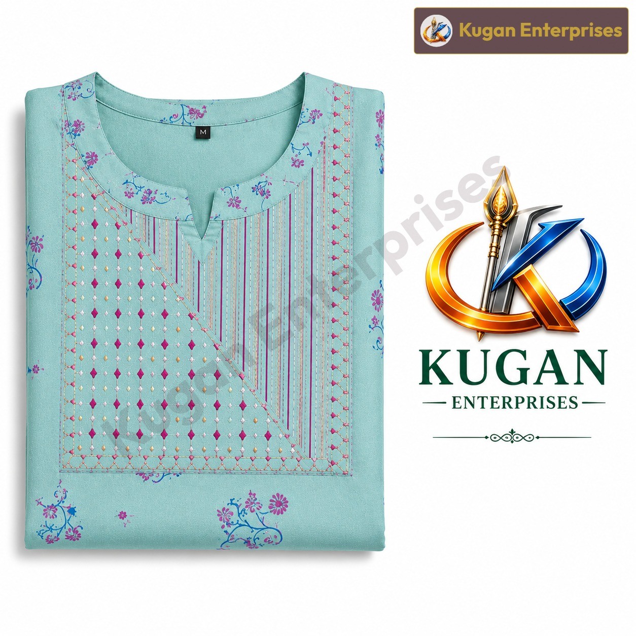 Mint Blue Printed Embroidered Straight Rayon Kurta