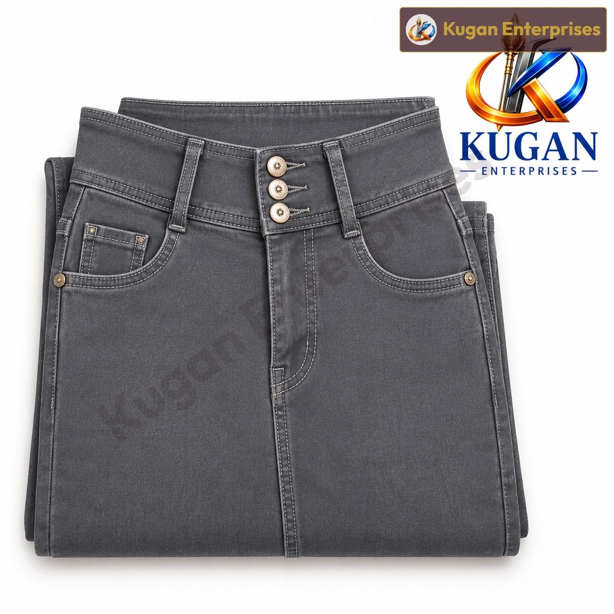 Women’s Grey 3-Button Ankle-Length Jeans