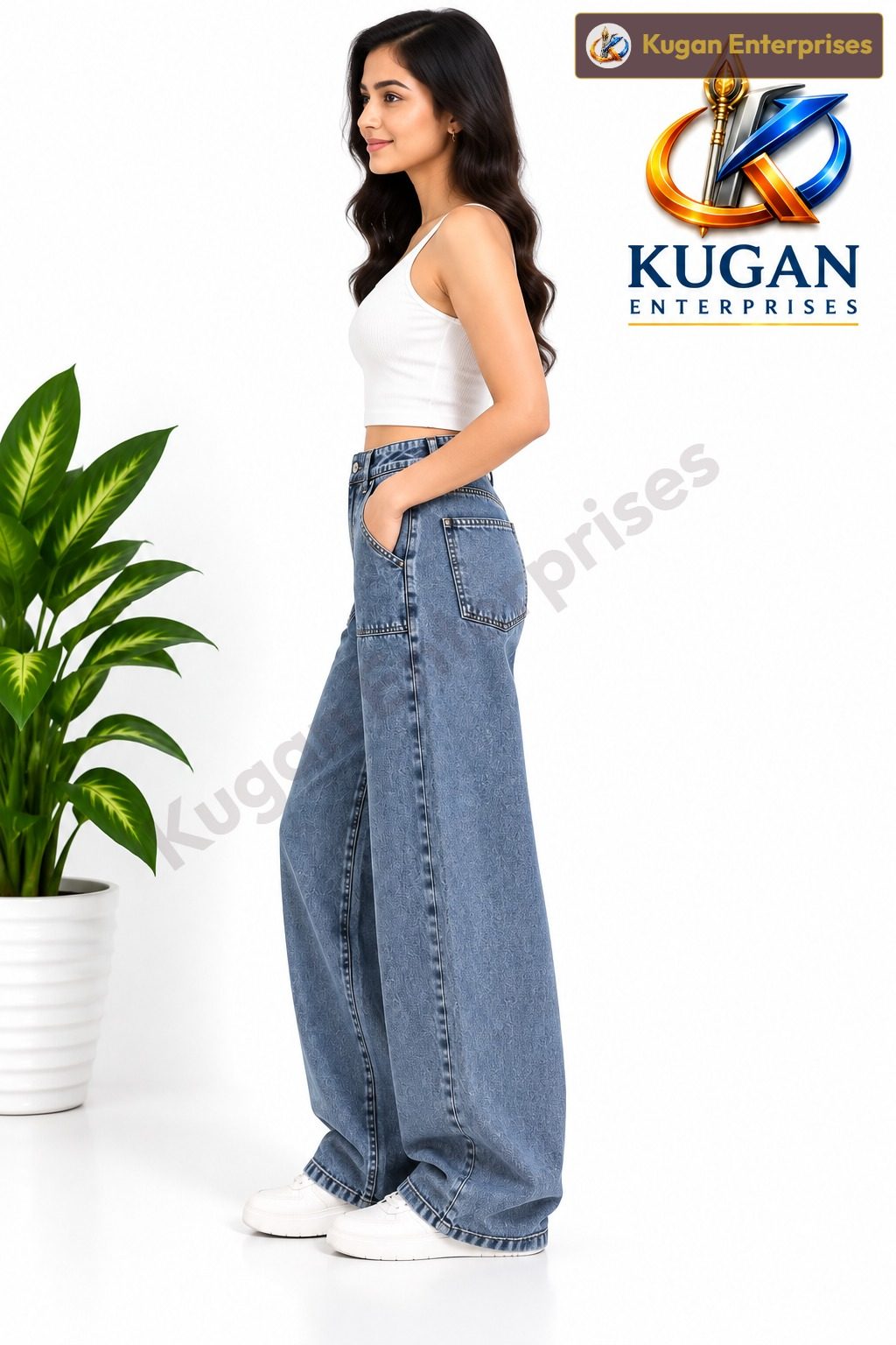 Women’s Casual Baggy Jeans – Classic Blue Denim