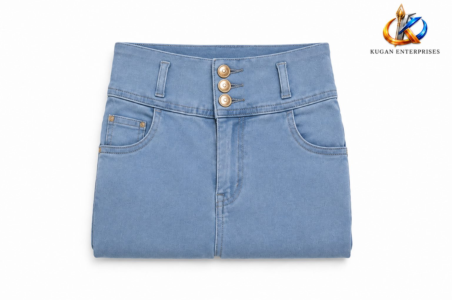 Sky Blue Triple-Button Ankle Jeans