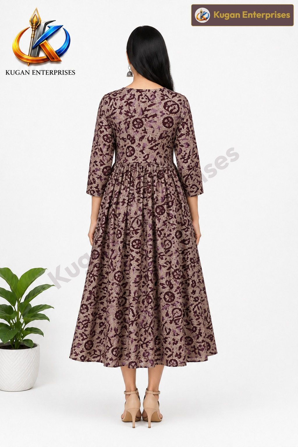 Maroon Mist Frilled Umbrella Dress