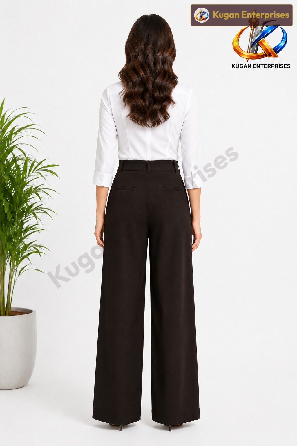Women’s Korean Baggy Formal Pant – Blackish Brown