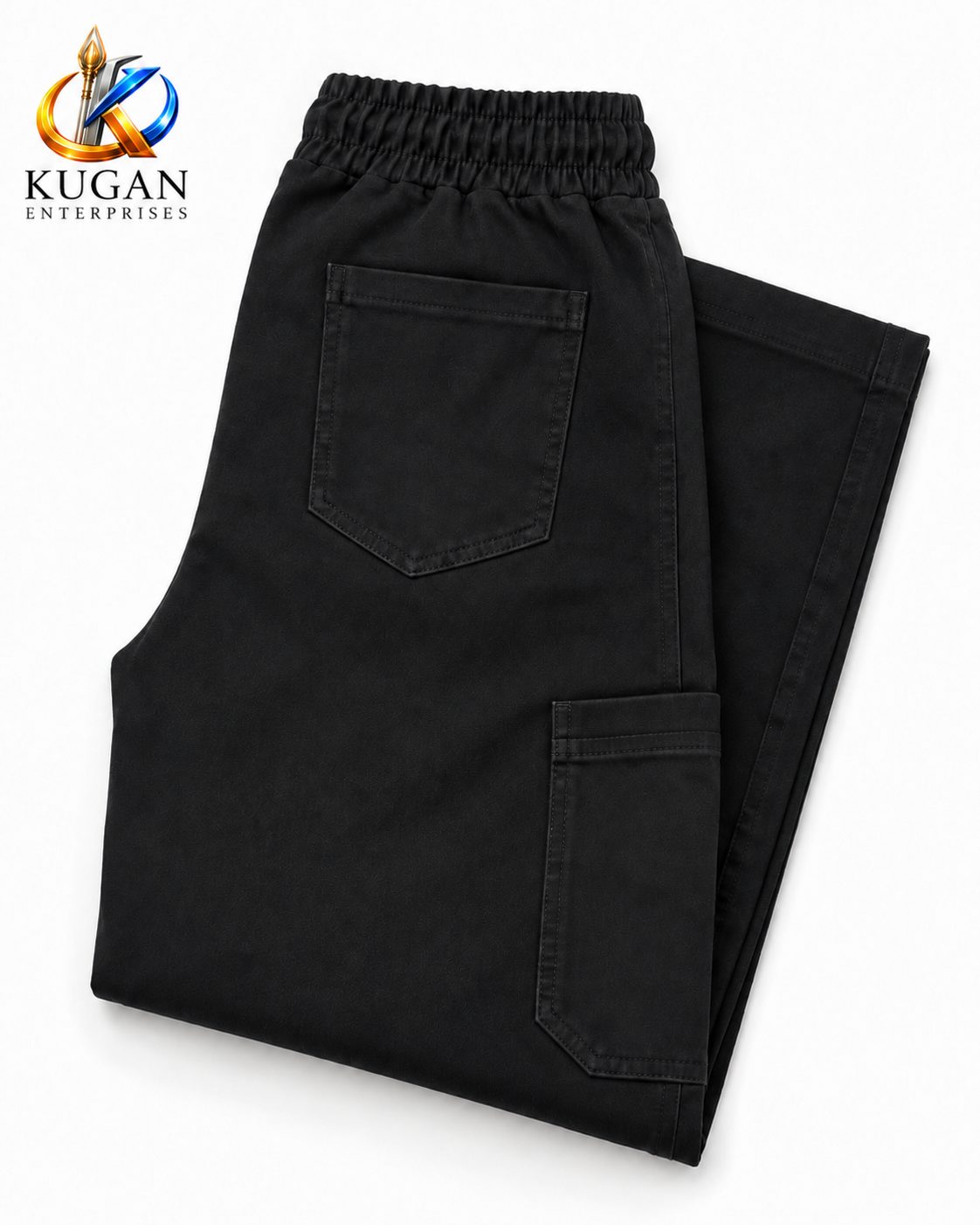 Women’s Black Cargo Baggy Pant with Elastic Waist & Utility Pockets