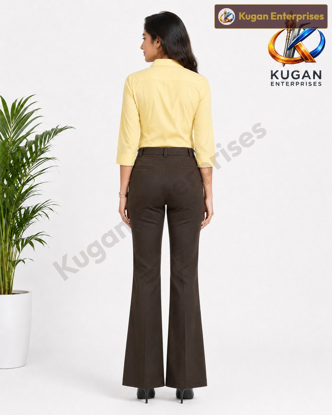 Women’s Dark-Brown High-Waist Barbie Bootcut Formal Pant