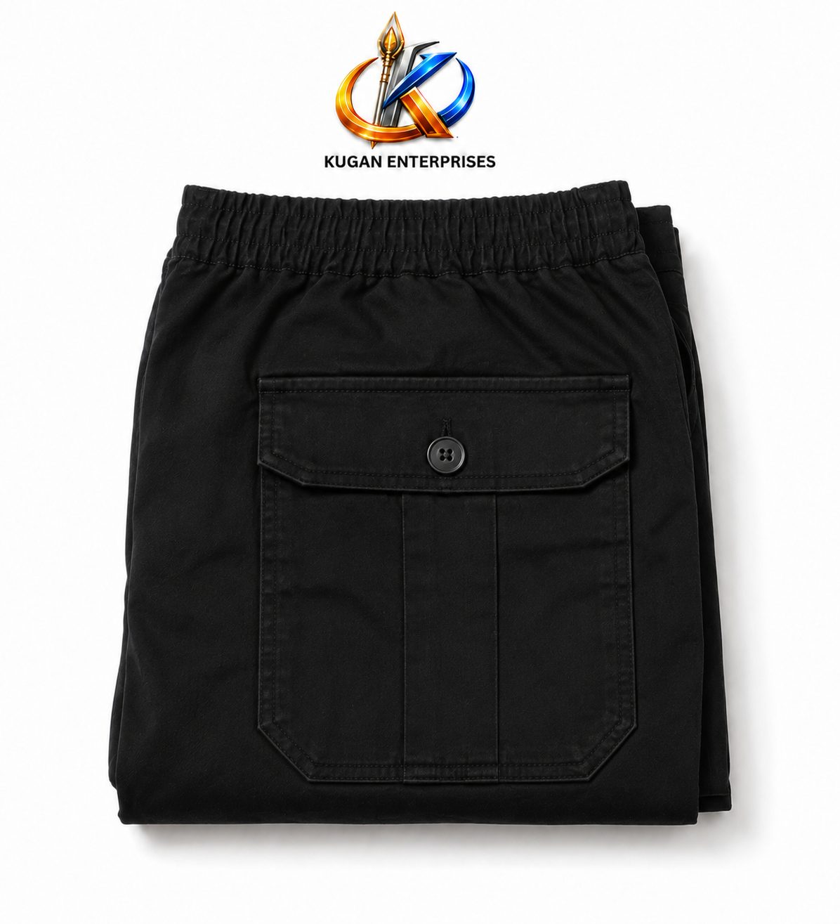 Classic Black Elastic-Waist Cargo Pant