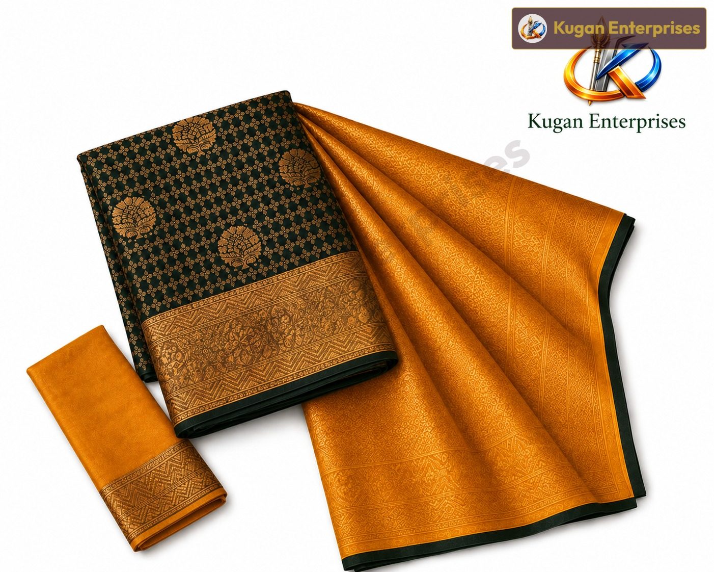 Emerald Gold Jacquard Saree