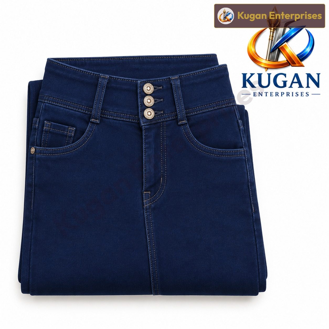 Women’s Dark Blue 3-Button Ankle-Length Jeans