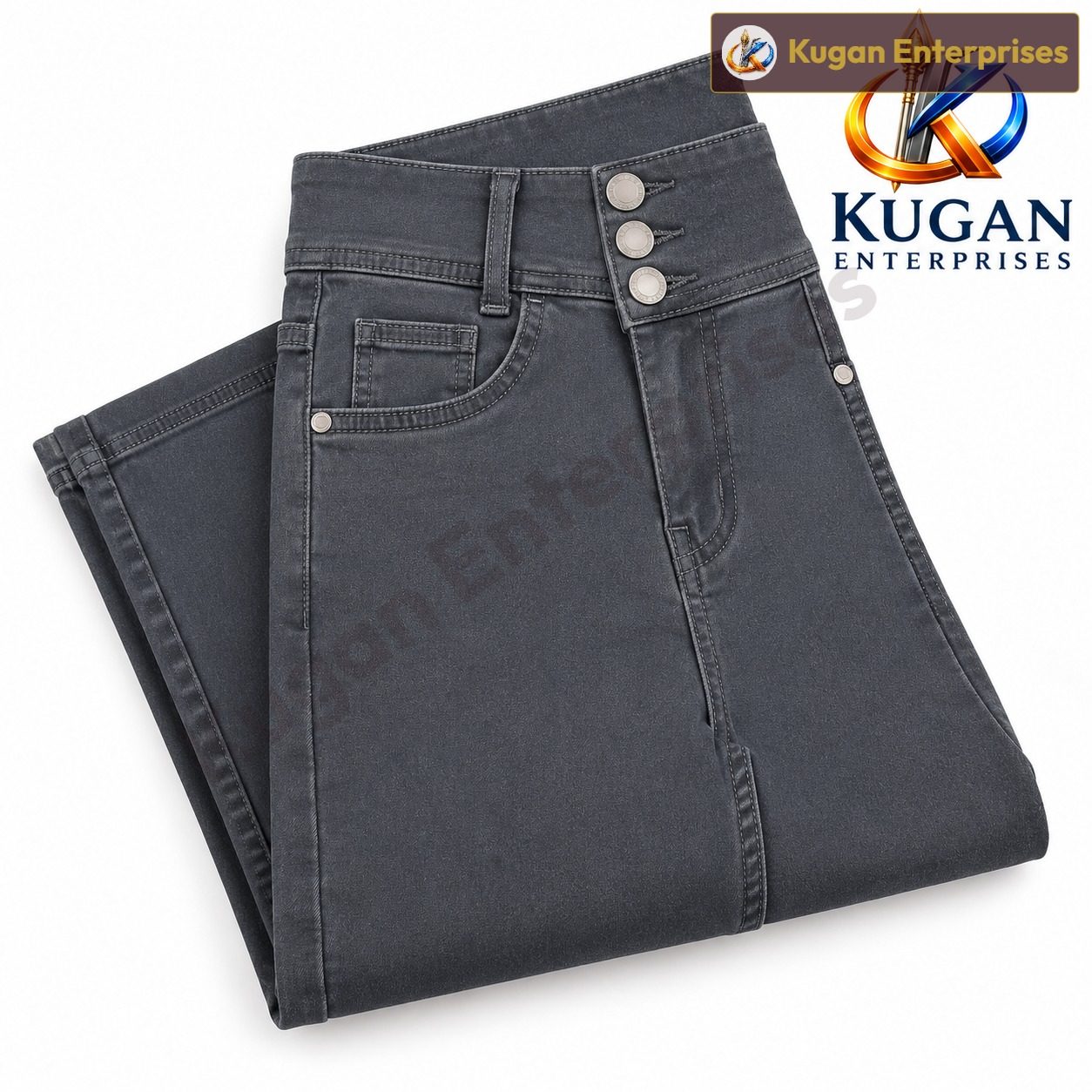 Women’s Charcoal Grey 3-Button Ankle-Length Straight Fit Jeans