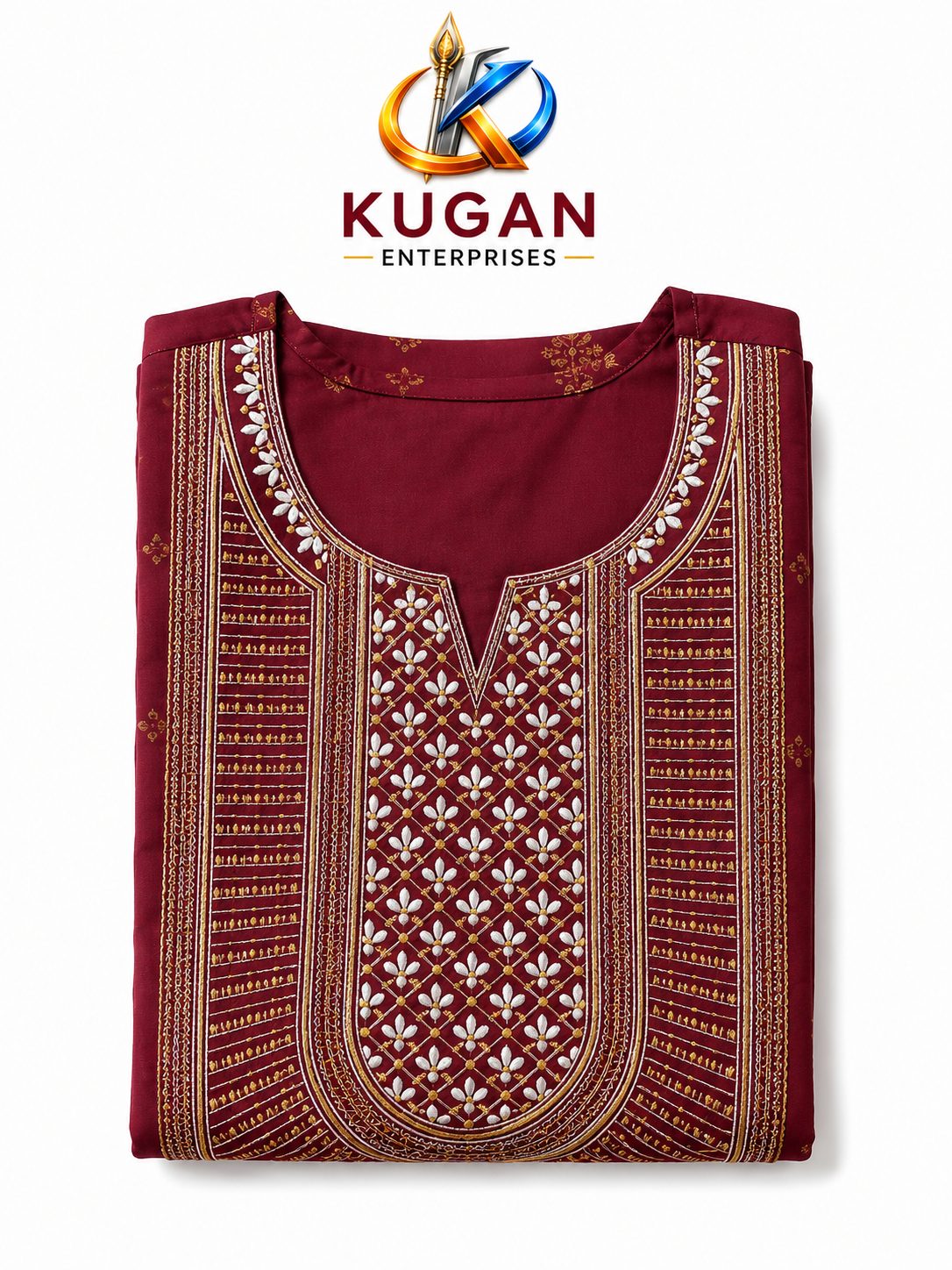Maroon Cotton Embroidered Anarkali Gown for Women