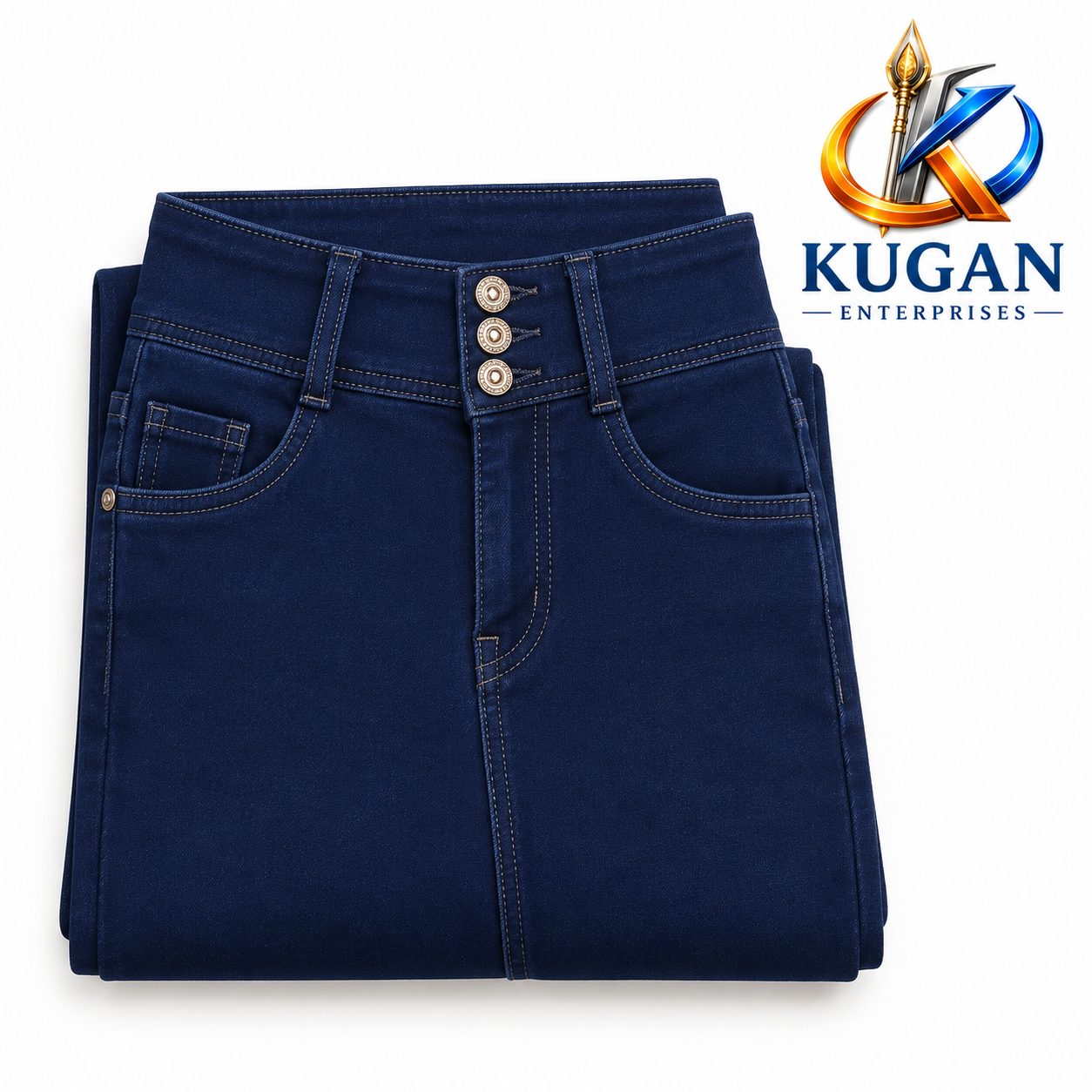 Women’s Dark Blue 3-Button Ankle-Length Jeans