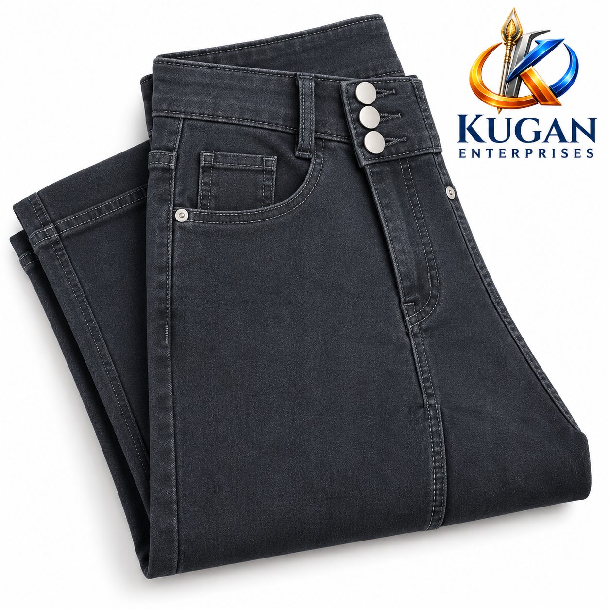 Women’s Charcoal Grey Lycra 3-Button Ankle-Length Straight Fit Jeans
