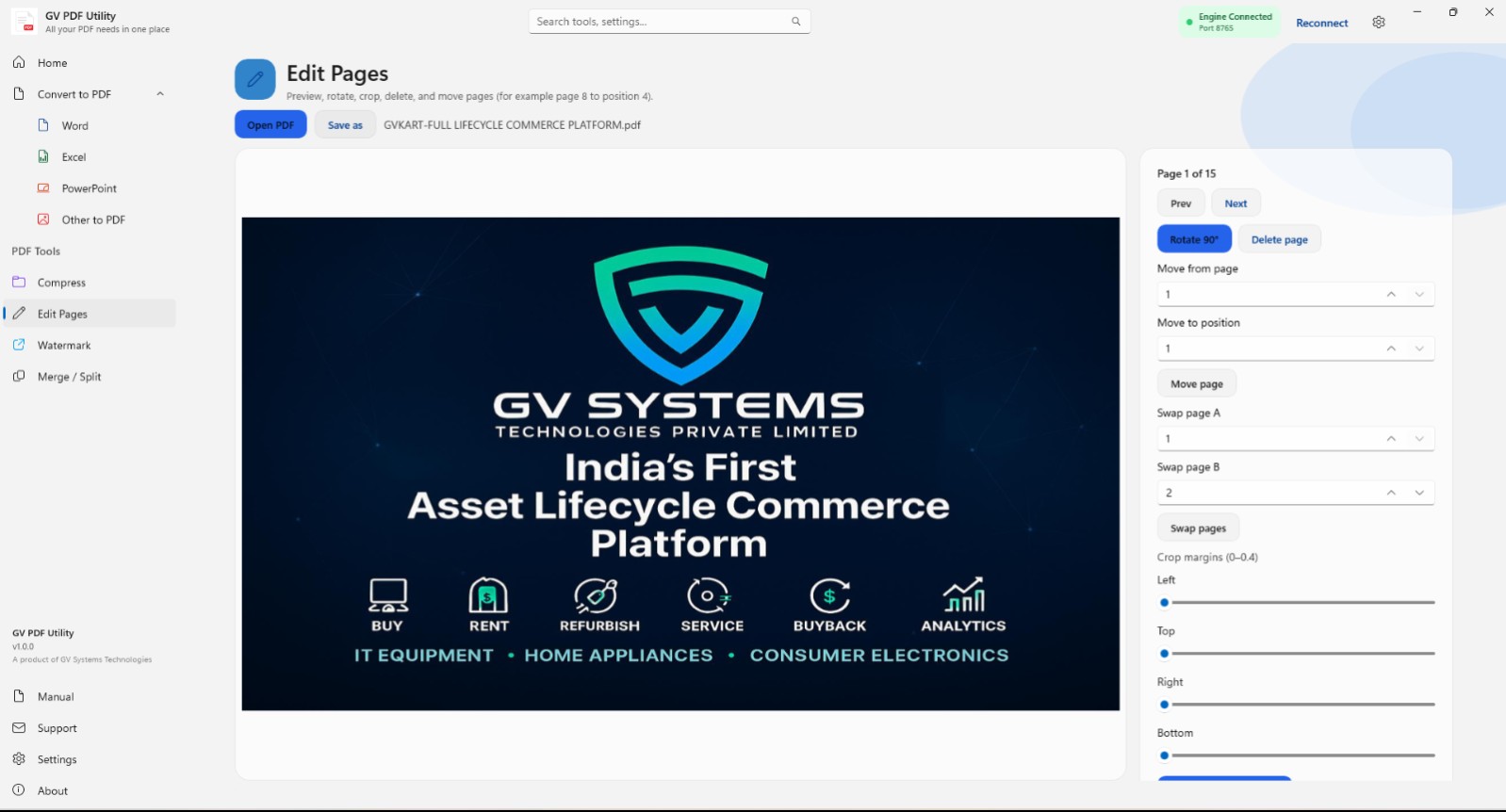 GV PDF Utility – All-in-One Offline PDF Converter, Compressor, Editor & Manager for Windows 10/11