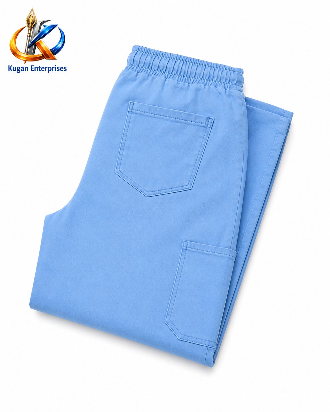 Women’s Sky Blue Cargo Baggy Pant with Elastic Waist & Utility Pockets