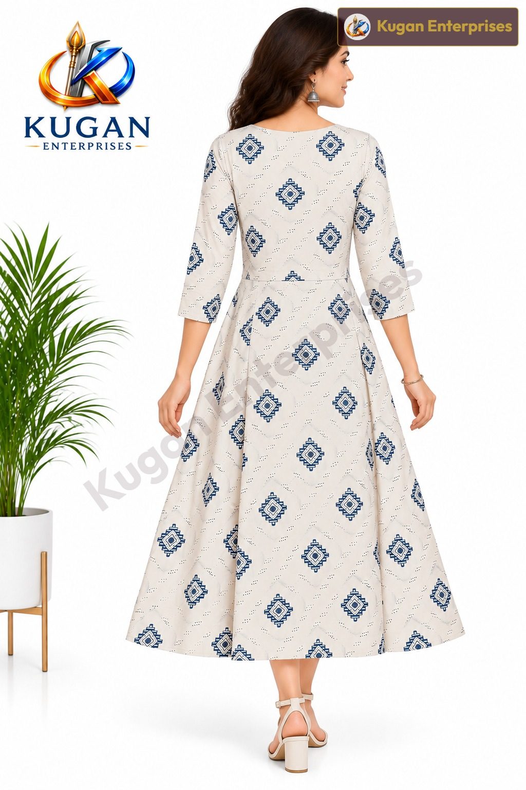 Rayon Floral Embroidery Umbrella Kurta Dress