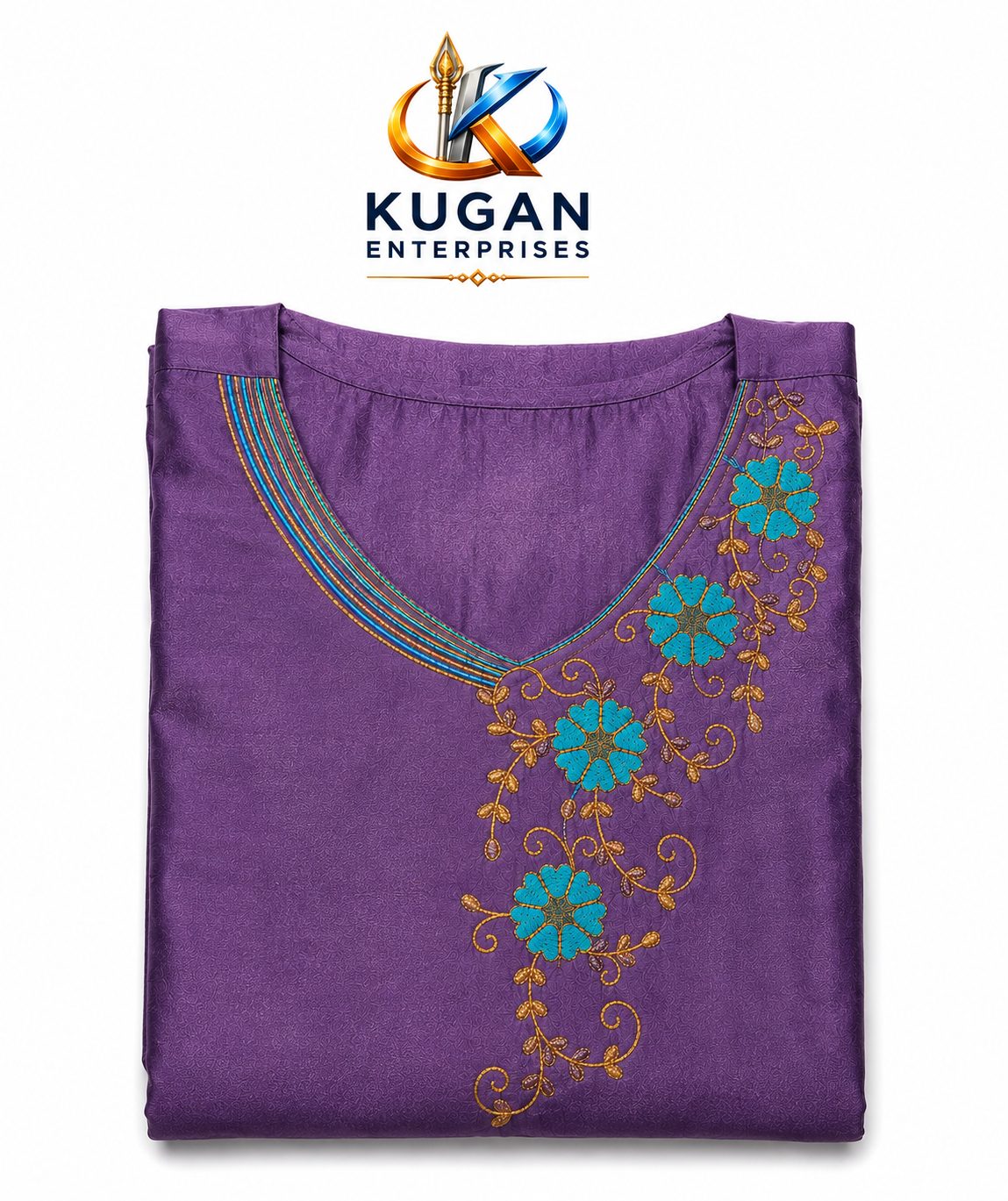 Elegant Purple Silk Embroidered Long Gown for Women