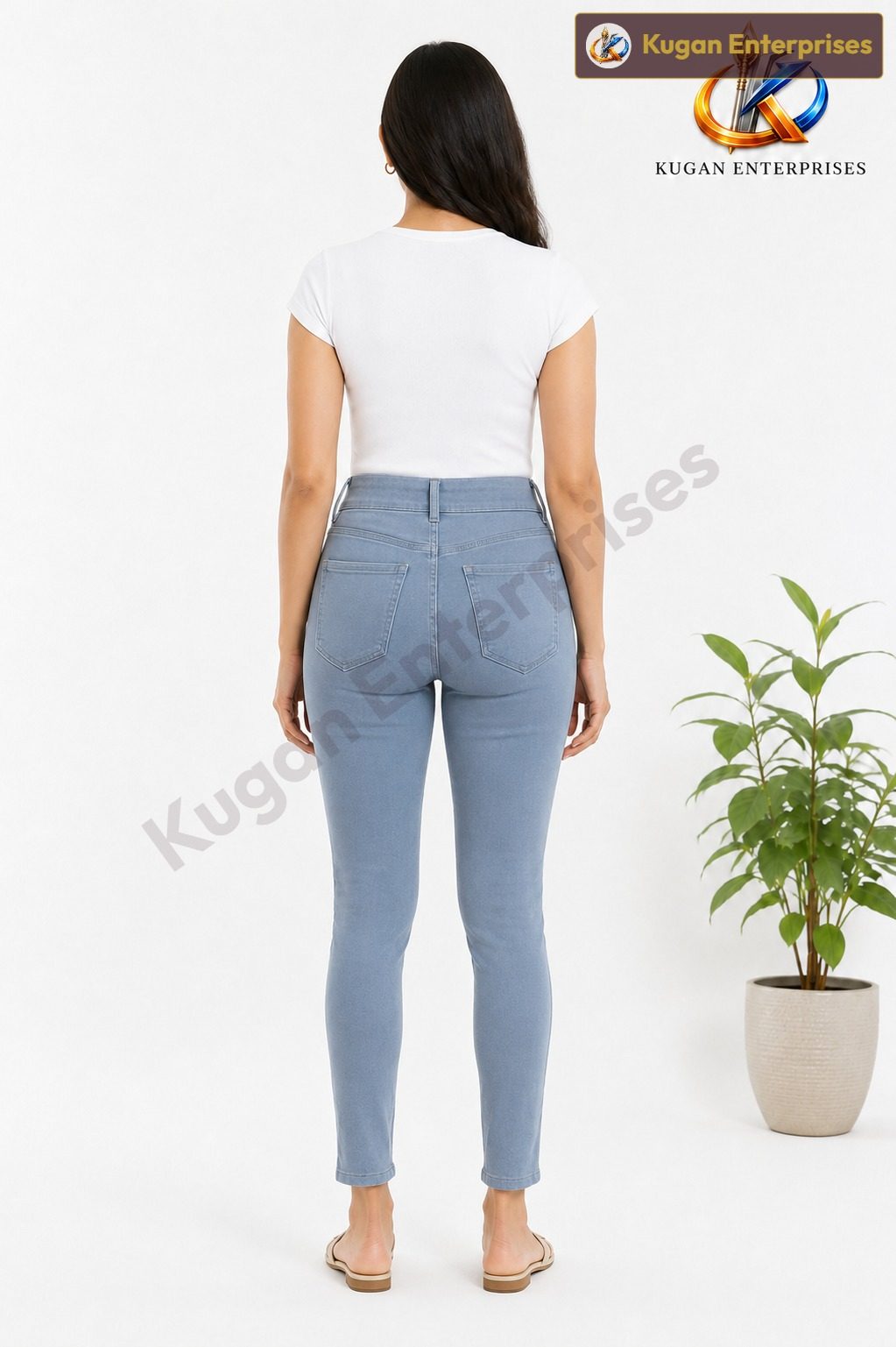 Sky Blue Triple-Button Ankle Jeans