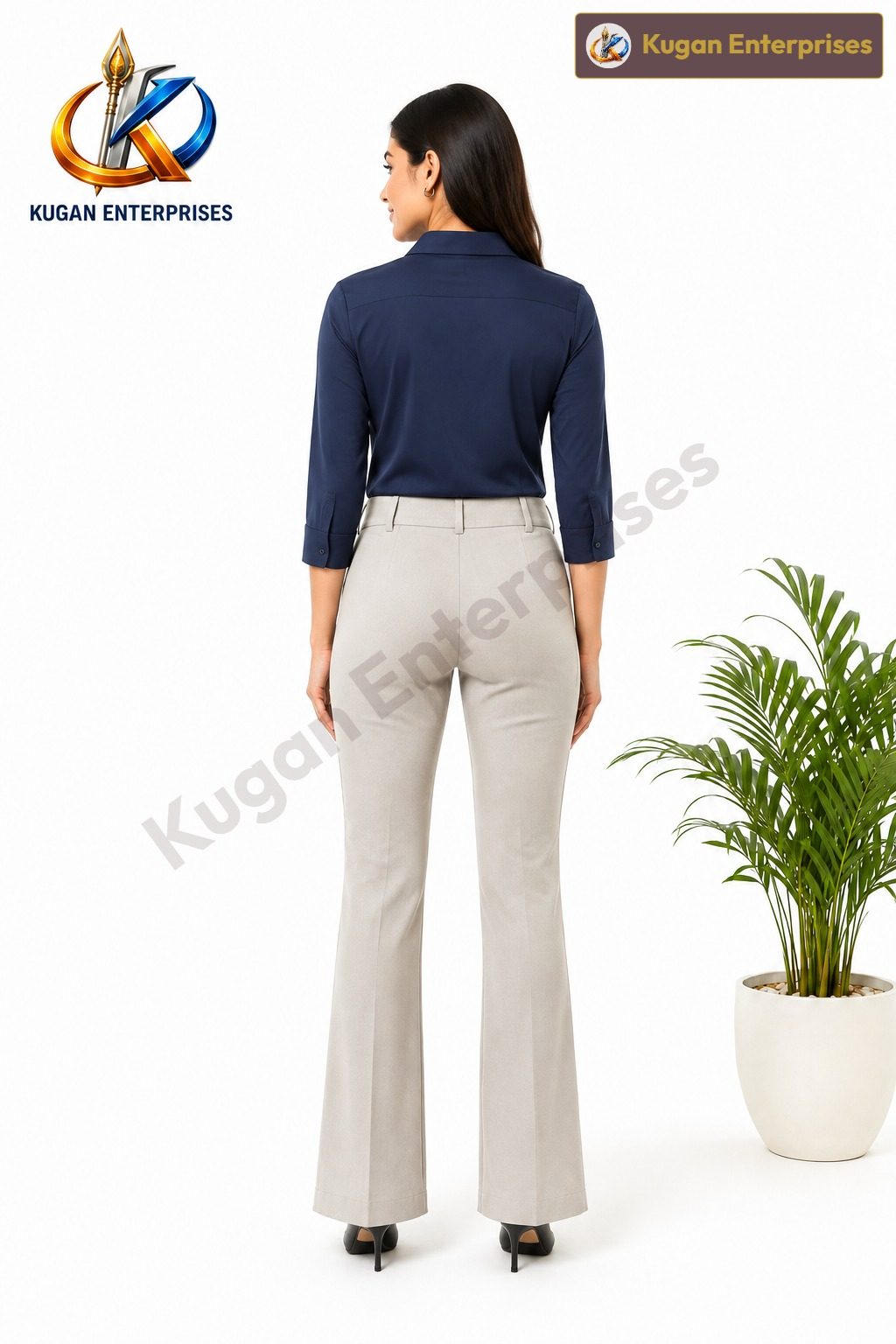 Women’s Light Beige High-Waist Barbie Bootcut Formal Pant