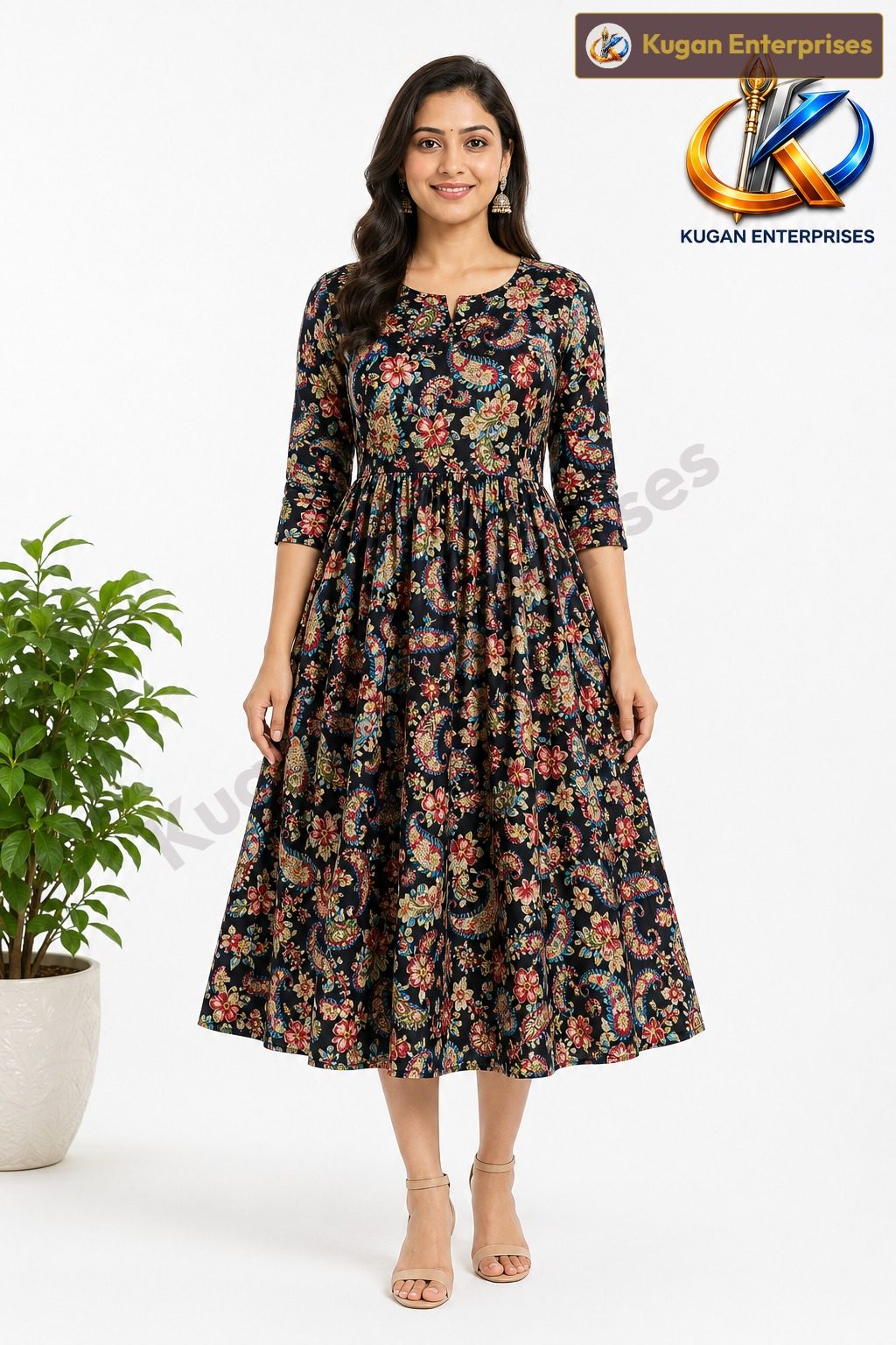Midnight Paisley Umbrella Dress
