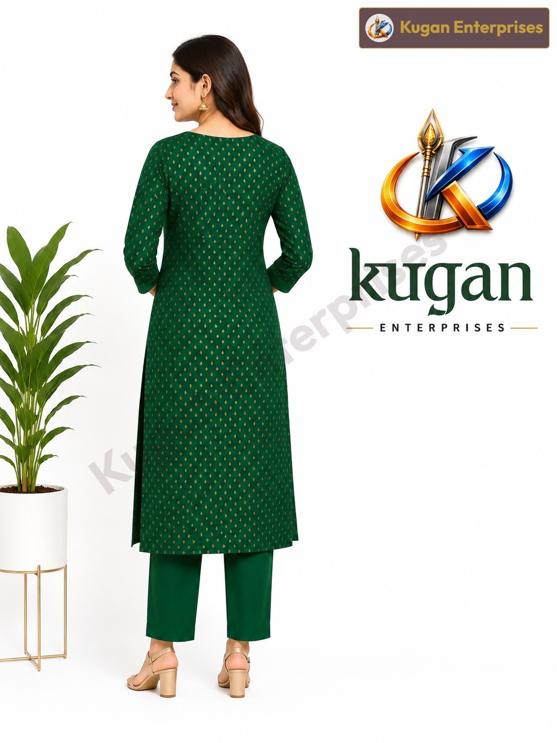 Emerald Green Embroidered Straight Kurta Pant Set