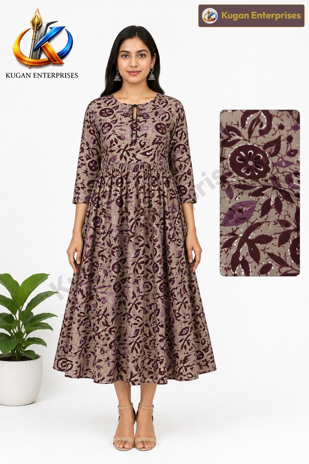 Maroon Mist Frilled Umbrella Dress