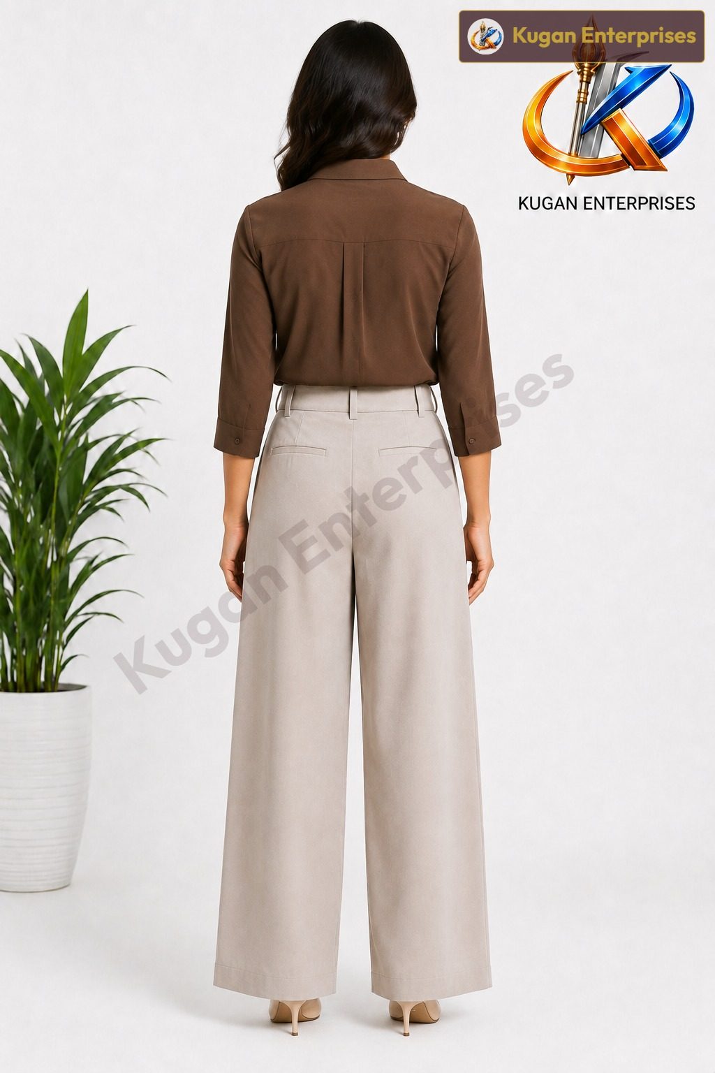 Light-Beige Korean Wide-Leg Baggy Pant