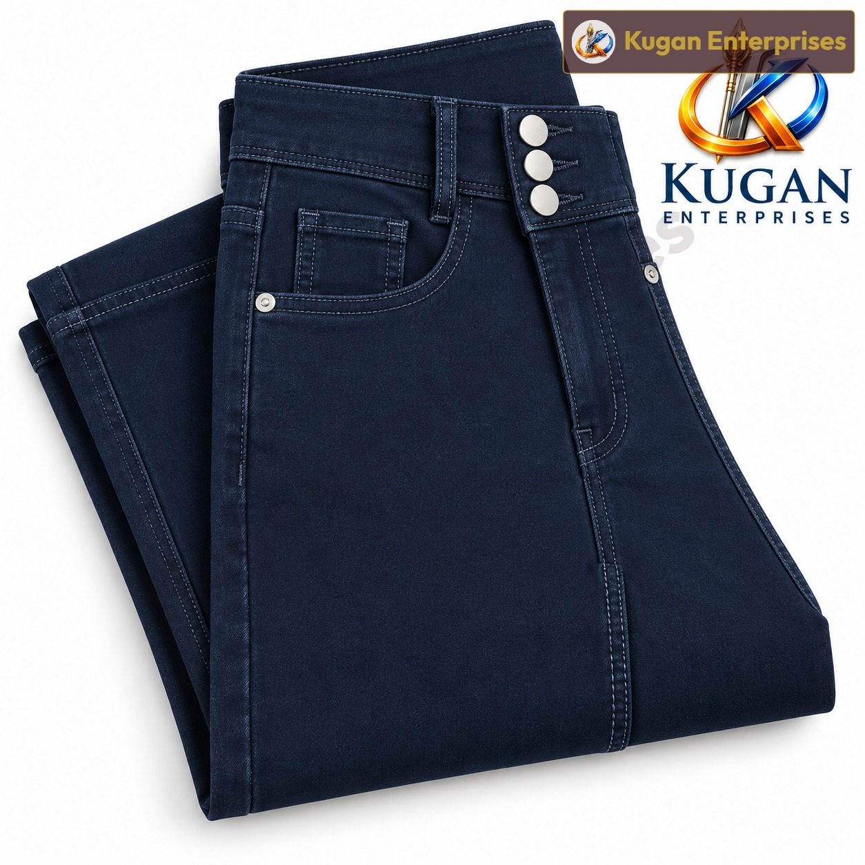 Women’s Dark Blue Lycra 3-Button Ankle-Length Straight Fit Jeans