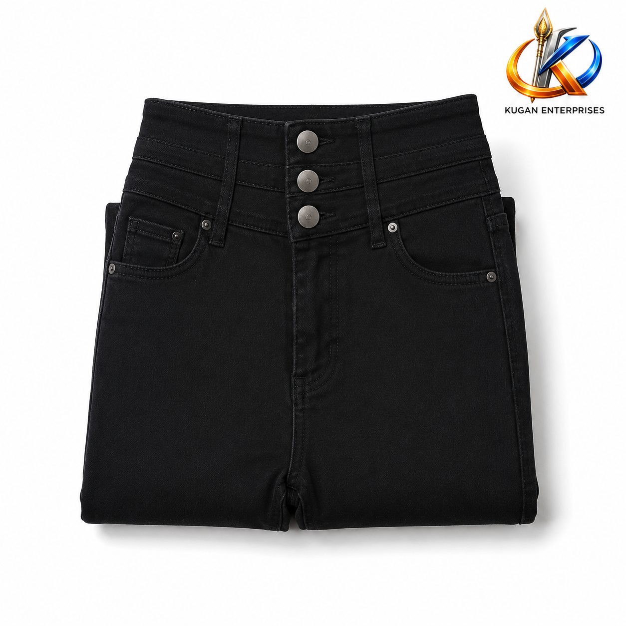 Women’s Black High-Rise Three-Button Ankle-Length Skinny Jeans