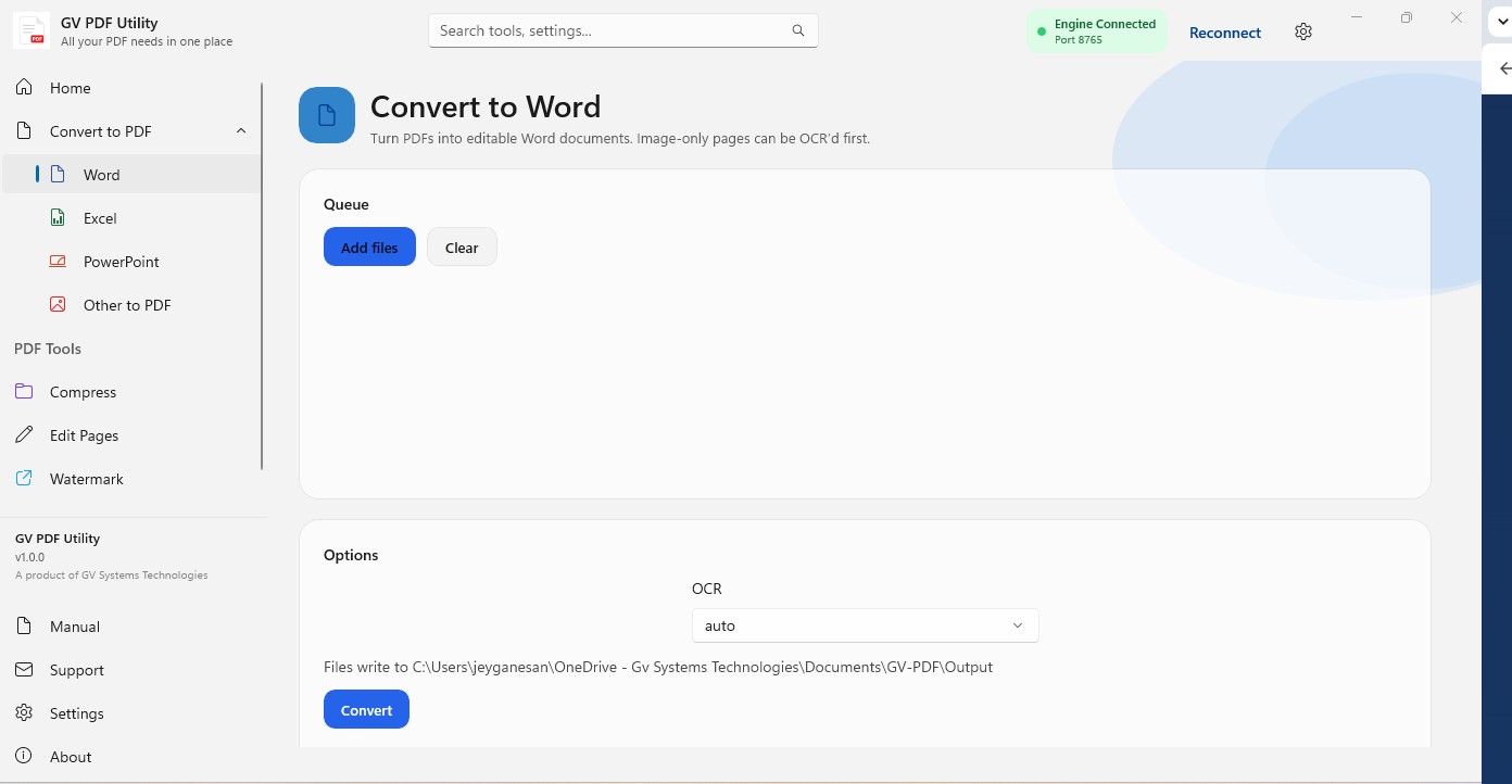 GV PDF Utility – All-in-One Offline PDF Converter, Compressor, Editor & Manager for Windows 10/11