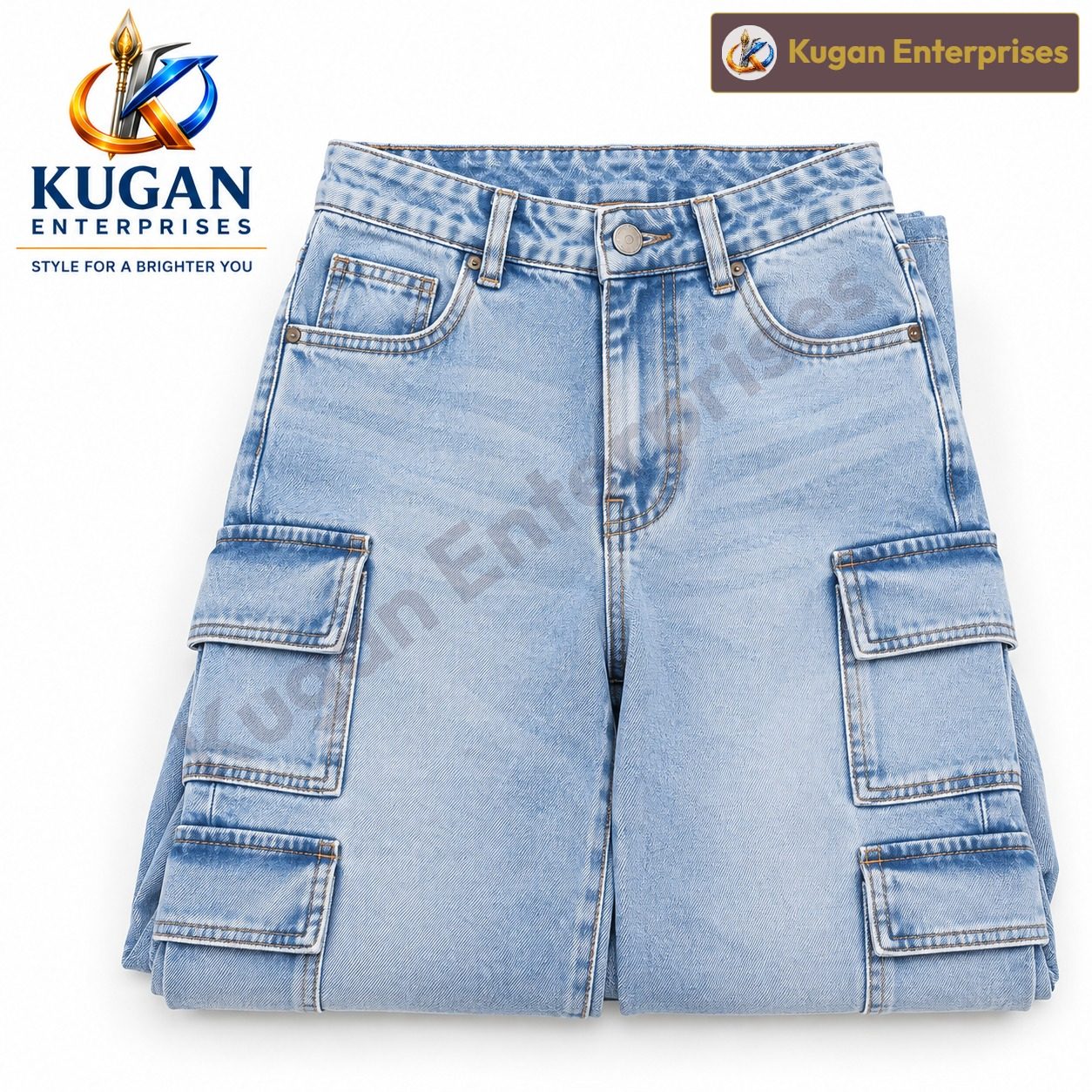 Light Blue Women’s Cargo Baggy Jeans